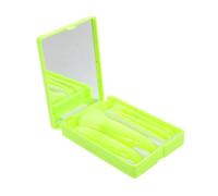 Healeved Mini Portable Makeup Brush Set Mirror Case, 5pcs Travel-size Cosmetic Brushes for Eyeshadow, Blush, and Foundation, Compact Essential Kit for Women on The Go