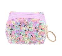 Healeved Mini Sequin Coin Purse Keychain for Women Small Wallet with Sparkling Glitter Compact Makeup Storage Bag in Rainbow Color Versatile Accessory for Everyday Use and