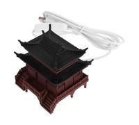 Healeved Miniature Pavilion Statue with Decorative Light Source and Easy Assembly, Pla Material Brown Pavilion Model for Asian Garden Ornament and Tabletop Décor, Intricate Chinese Design