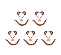 Healeved Monkey Costume Kit Featuring Brown Monkey Ears Headband, Tail 5 Sets and Nose Accessories Made of Metal and Cloth, Lightweight and Versatile Animal for Adult Women and Teen