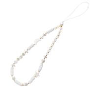 Healeved Moon Star Pearl Beaded Phone Strap with Comfortable Touch Polymer Clay and Acrylic Material, Creative Mobile Phone Beaded Lanyard for Birthday Or Festival