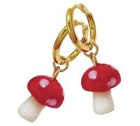 Healeved Mushroom Dangle Earrings for Women Cute Minimalist Design Enamel Charm Hoops Fun Statement Jewelry for Casual Wear