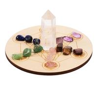 Healeved Natural Crystal Stones Divination Board Wooden Desk, Beautiful Appearance, for Party and Living Room Decoration