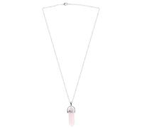 Healeved Natural Rose Quartz Pendant Necklace with White K Chain and Black Leather Rope, Hexagonal Bullet-Shaped Crystal Stone Charm for DIY Jewelry Making and Women’S Fashion Accessories