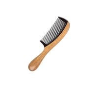 Healeved Natural Sandalwood and Horn Round Handle Comb Teethed Static Scalp Massage Hairdressing Accessory for Home and Barber Use Smooth Teeth for Styling and Circulation Stimulation