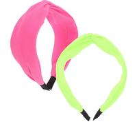 Healeved Neon Headbands Retro 80s 90s Style 2pcs for Women and Lightweight Fabric Knot Design Fluorescent Hair Accessories for Dates and Work