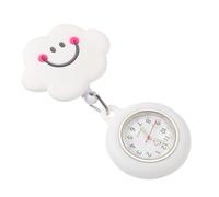Healeved Nurse Clip-on Fob Watch Silicone Material Quartz Pocket Watch Cartoon Cloud Badge Practical for Doctor and Hospital Use