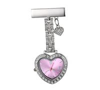 Healeved Nurse Watch Clip-on Pocket Watch Heart-Shaped Fob Rhinestone Decoration for Women Nurses Working