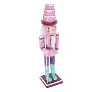 Healeved Nutcracker Soldier Figurine and Wooden with Cake Topper Candy Head Candy Cane Staff, 38cm Decorative Valentine’s Day or Indoor Ornament for Study Festive Tabletop Display