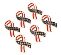 Healeved Patriotic Ribbon Lapel Pins Alloy Material 6pcs with American Flag Design Easy to Attach Metal Stamping Technology, Suitable for Jackets and Collars at Family Gatherings