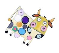 Healeved Personality Cow Brooch Collar Button Creative Fashion Alloy Clothing Accessory Comfortable Hand Feeling Daily Use