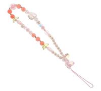 Healeved Phone Charm Strap Wrist Strap for Ladies Pink Acrylic Beaded Phone Chain Anti-lost Unique Stylish Decoration Keys