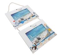 Healeved Picture Frame White Wood and Resin Material Mediterranean Style with Double Frame Design Easy to Maintain and Display Multiple Photos for Workspace and Office