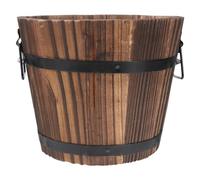 Healeved Plant Pots - Wooden Flower Pots - Whiskey Barrel Planters with Drainage Holes,Decoration Flower Pots Wooden Barrel Design for Indoor Garden and Outdoor Garden Plants Flowers