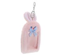 Healeved Plush Kawaii Photocard Holder Keychain with Cute Cartoon Rabbit Design, Soft Plastic and Plush Material for Bus Card and Bank Card Protection, for School and Travel Use