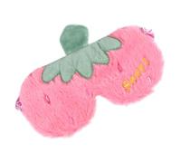 Healeved Plush Sleep Eye Mask with Elastic Strap, Pink Strawberry Cartoon Design, Soft Breathable Eye Cover Blocks Light for Party and Office Use