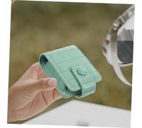 Healeved Portable Lipstick Pouch with Mirror for Women Small Travel Cosmetic Bag with Button Closure Protective Lipstick Case for Hiking Camping Parties Compact and Carry Green Pattern