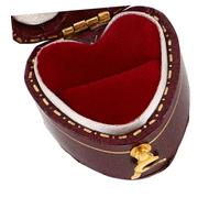 Healeved Portable Mini Heart-shaped Jewelry Box Vintage Style Travel Earring Ring Organizer Compact Wedding Ring Holder for Women Case