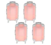 Healeved Portable Mini Trolley Cosmetic Case and Eyelash Protection Multifunctional Use 4pcs Abs Material with Stylish Pink Design for False Eyelashes and Makeup Storage for Travel