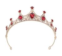 Healeved Princess Crown Tiara Headband, Metal Rhinestone Red, Comfortable Lightweight Hair-friendly Fit for Weddings and Birthday Parties, and Adults