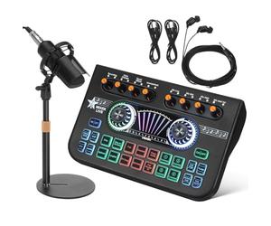 Healeved Professional Audio Mixer Stereo Mixer with Mixing Technology and Plug and Play Compatibility, Black Metal and Plastic Design for Live Streaming and Karaoke Enthusiasts