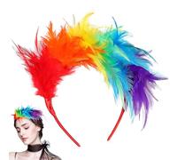 Healeved Rainbow Pride Headband with High Elasticity Plume Material Hair Accessory for Women, Multi-purpose Use in Carnival and Makeup, Fashionable and Eye-catching Design