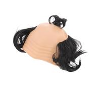 Healeved Realistic Synthetic Bald Cap Wig for Adults with Black Hair Top, Short Hair Cosplay Balding Hat for Men, Wedding Joke Outfit and Halloween Costume Prop