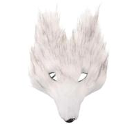 Healeved Realistic White Half-face Wolf Mask for Adults Unobstructed Eyesight and Polyester Material, for Halloween Costume Parties and Stage Performances, Fits Most Adult Head Sizes