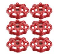 Healeved Red Cast Iron Gate Valve Handle Flat Bottom Shutoff Wheel 6pcs