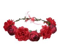 Healeved Red Cloth Girl Headband with Simulation Flower Design, Easy to Put on Hair Wreath for Celebrations and Communions, Elegant and Chic Floral Hair Accessories