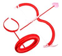 Healeved Red Cupid Bow and Arrow Prop with Angel Halo Headband, Cupid Costume Accessory Set for Party, Halloween, and Cosplay Events