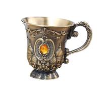 Healeved Red Embossed Wine Goblet Metal Chalice Handle for Cocktail Party and Desktop Decoration