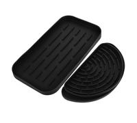 Healeved Refrigerator Water Dispenser Drip Tray Set 2Pcs Black Silicone Drip Catcher with Half-Round and Small Draining Board for Kitchen Sink and Fridge Water Tray