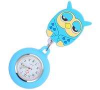 Healeved Retractable Soft Silicone Nurse Fob Watch with Owl Design, Stretchable Blue Lapel Brooch Pocket Watch for Staff and Healthcare Professionals