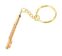 Healeved Retro Metal Flute Keychain Miniature Musical Instrument Pendant Charm for Music Lovers Accessory for Bags and Keys