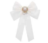 Healeved Retro Ribbon Bow Tie Brooch Necktie Women Girl Pre-Tied Big Bowknot Brooch Pin for School Uniform Business Xmas Party Wedding