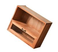 Healeved Retro Wooden Cosmetic Cabinet with Drawer Desktop Organizer for Dormitories and Decorative Ornaments, Khaki Colour, Keeps Bottles Upright and Prevents Spills