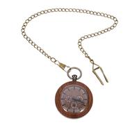 Healeved Retro Wooden Pocket Watch with Chain Stylish Timepiece for Men and Women Precise Timing Elegant Design Lightweight and Practical Companion