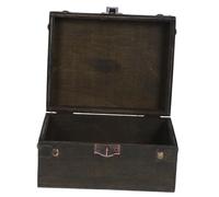 Healeved Retro Wooden Treasure Chest Decorative Storage Box with Hinged Lid Desktop Keepsake Organizer for Jewelry Shower Supplies and Elegant Grey Finish with Vintage Lock