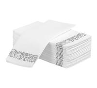 Healeved Reusable Napkins Skin Friendly and Elegant Silver Design Made from Wood Pulp 25pcs for Dining Table and Wedding Party Use
