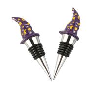 Healeved Reusable Wear-Resistant Wine Bottle Stoppers 2pcs Witch Hat Shape Alloy Sealing Plugs Delicate Elegant for Wine Bottles for Bars and Clubs