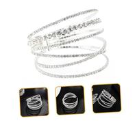 Healeved Rhinestone Crystal Bracelet Silver Elastic Bangle with Six Rows of Sparkling Crystals Wrist Chain for Women Stylish Jewelry for Valentine Day Weddings and Daily Wear