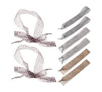 Healeved Ribbon Shoelaces with Bold Animal Print Design 4 Pairs Wide Leopard Print Flat Polyester Satin Shoe Laces for Women Sneakers and Boots for Everyday Use and Sports