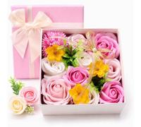 Healeved Rose Soap Flowers Gift Box Pink Synthetic Material