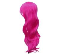 Healeved Rosy Long Curly Cosplay Wig Synthetic Hairpiece Natural Looking Frizzled Hair for Party Dancing Stage Performance