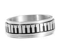 Healeved Rotatable Stainless Steel Piano Key Finger Ring for Men and Women Novelty Music Lover Jewelry Convenient Bottle Opener Ring Stylish Black and White Keyboard Design Portable for