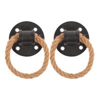 Healeved Rustic Cabinet Drawer Pulls with Hemp Rope Rings, 2Pcs Vintage Style Door Handles Suitable for Wooden Wardrobes