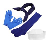 Healeved Sailor Hat Costume Set for Women - 4pcs Yacht Sailor Accessories with Navy Captain Hat for Party, Cosplay, and Seaside Events