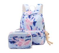 Healeved School Backpack and Lunch Bag for Fashion Gradient Print Spacious Storage for Books Lunch Boxes Snacks and Travel Essentials Wear-resistant Material for Outdoor Activities and