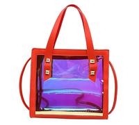 Healeved Sequined PU Jelly Crossbody Mobile Phone Bag with Zipper Large Capacity Shoulder Handbag for Women Casual Fashion Coin Purse in Red